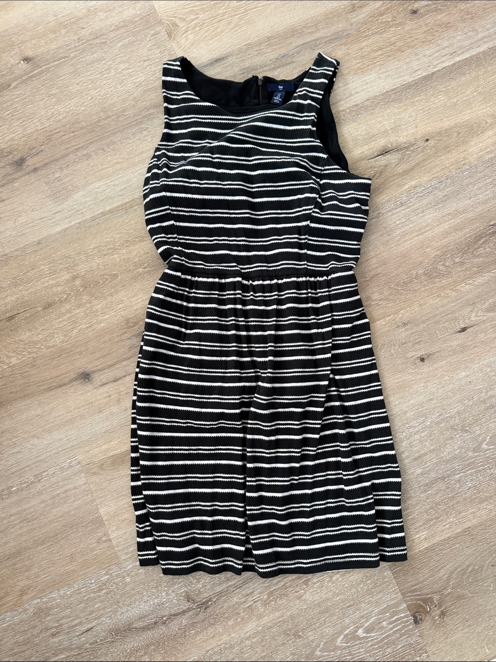 GAP Black and White Striped Sleeveless Knit Dress